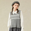 Famecoco范可儿学院风针织马甲女圆领羊毛背心毛衣F221CA009 商品缩略图2