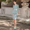 AD高端气质蓝色职业装套装女秋季不规则设计七分袖西装套裙正式装 商品缩略图0