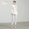 AD白色西装套装女秋冬两件套设计感褶皱西服外套通勤简约职业装 商品缩略图0