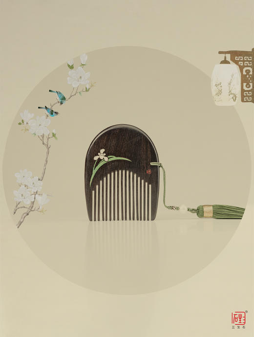 《三生石.正念》梅兰竹菊 非遗螺钿工艺 多用梳饰 商品图2