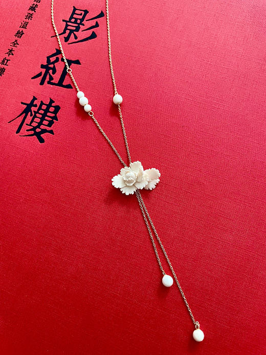 【月出】猛犸牙雕国粹·手工制作·牡丹18K金长链yc 商品图8