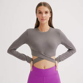 TITIKA ACTIVE 瑜伽服运动健身长袖t恤圆领修身透气紧身短款上衣1OT20937