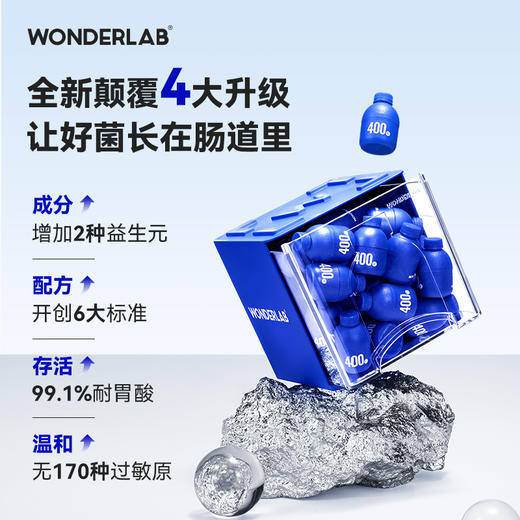 WonderLab全新升级小蓝瓶益生菌 成年大人儿童女性肠胃益生元冻干粉 商品图1