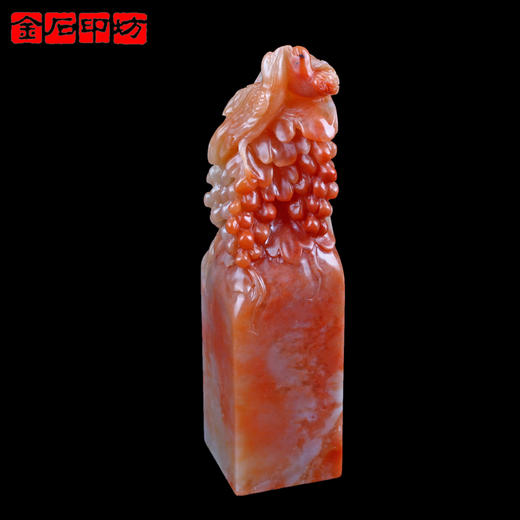【金石印坊】老挝石桃花冻花鸟钮方章-012116-3.5*3.4*14.0cm 商品图0