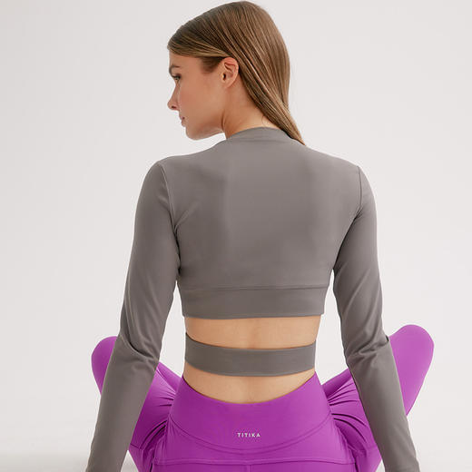 TITIKA ACTIVE 瑜伽服运动健身长袖t恤圆领修身透气紧身短款上衣1OT20937 商品图1