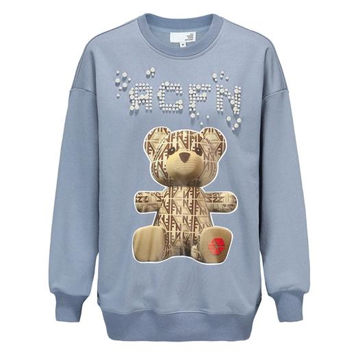 珍珠撞钉印花DIA小熊卫衣 商品图0