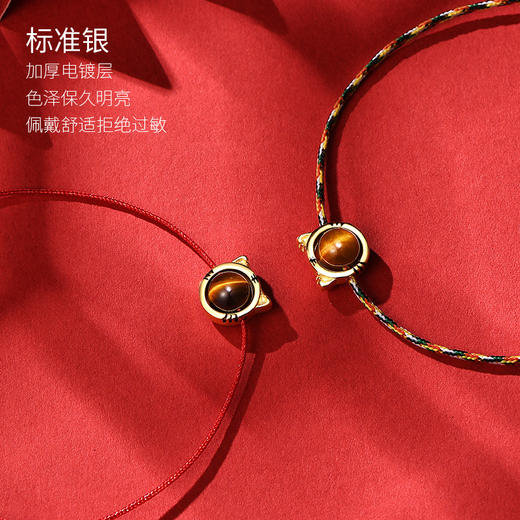 【虎福生威 本命年手绳】招财老虎红绳手链  女纯银本命年生肖手绳小众复古虎石虎年手饰 商品图1