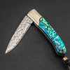 金丝鹿大马士革折叠刀炫彩仿贝壳手柄 商品缩略图4