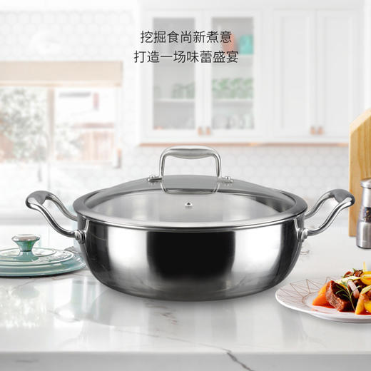 美思工房304不锈钢无涂层加厚火锅30cm燃气电磁炉通用K0227 商品图4