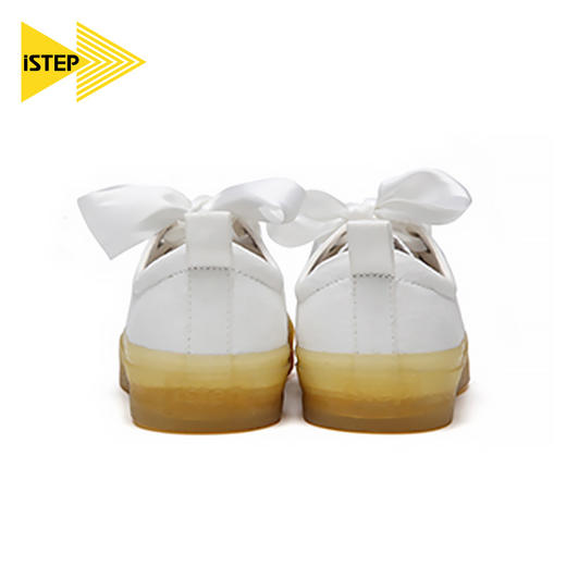 【正品】iSTEP小白鞋女低帮丝带港风休闲透明底帆布鞋女2022新款原创女鞋 商品图3