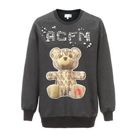 珍珠撞钉印花DIA小熊卫衣