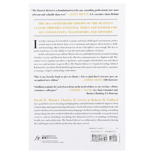 The Trusted Advisor 20th Anniversary Edition 英文原版 David H Maister Robert Galford Charles Green 商品图1