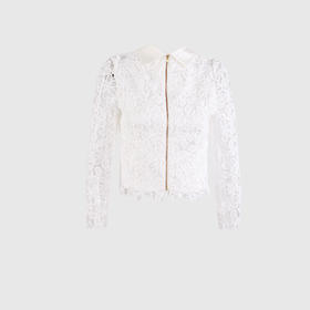 拼接蝴蝶结系带领上衣