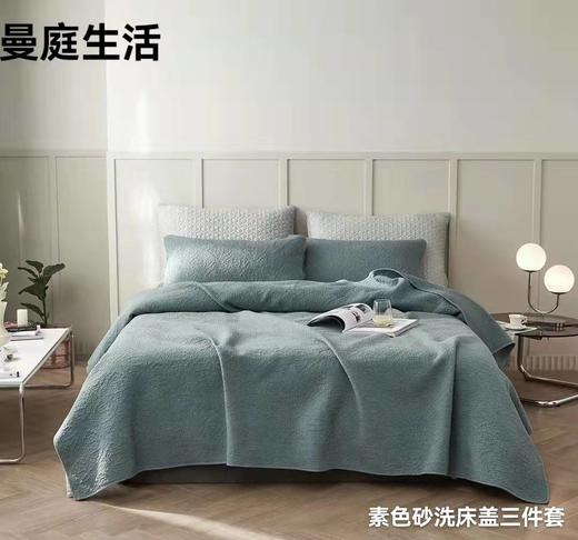 曼庭生活新款素色砂洗系列三件套床单 商品图0