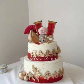 黑巢-寿字老头祝寿蛋糕生日蛋糕