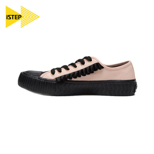 【正品】iSTEP帆布鞋女低帮2022新款休闲鞋百搭荷叶花边平跟韩版潮流板鞋 商品图0
