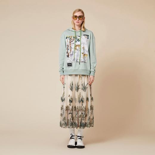 广绣鹤鹿同春图水绿连帽卫衣 商品图2