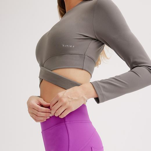 TITIKA ACTIVE 瑜伽服运动健身长袖t恤圆领修身透气紧身短款上衣1OT20937 商品图2