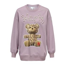 珍珠撞钉印花DIA小熊卫衣