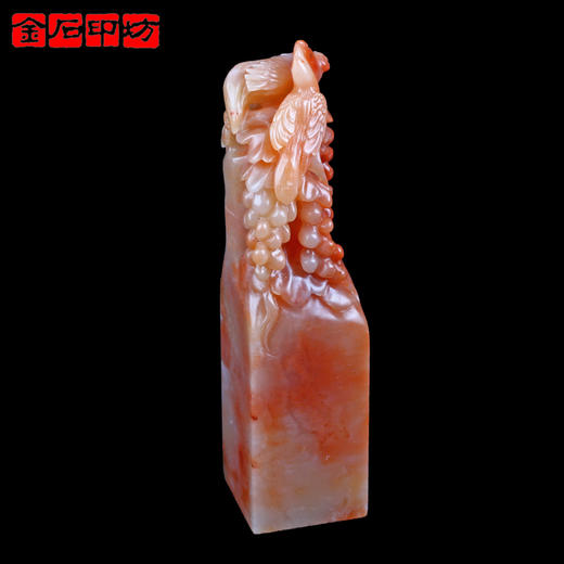 【金石印坊】老挝石桃花冻花鸟钮方章-012116-3.5*3.4*14.0cm 商品图1