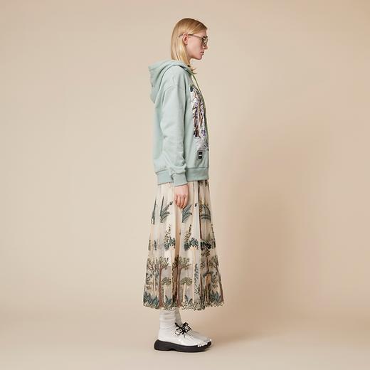 广绣鹤鹿同春图水绿连帽卫衣 商品图3