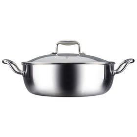 美思工房304不锈钢无涂层加厚火锅30cm燃气电磁炉通用K0227