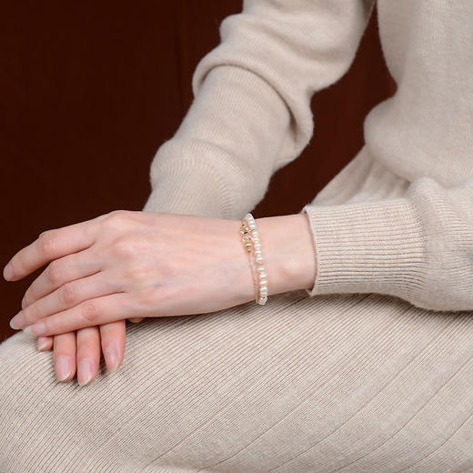 14K包金水晶珍珠手链，个性双层气质轻奢百搭可延长手饰CW-155 商品图3