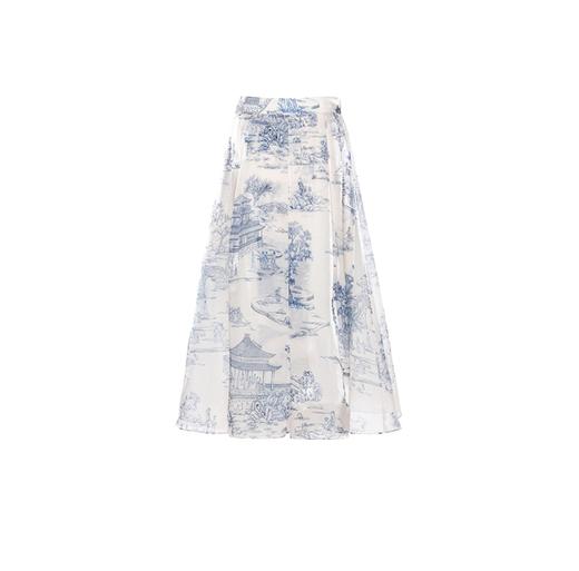 雍正十二月行乐图蓝白水晶纱半裙 商品图0