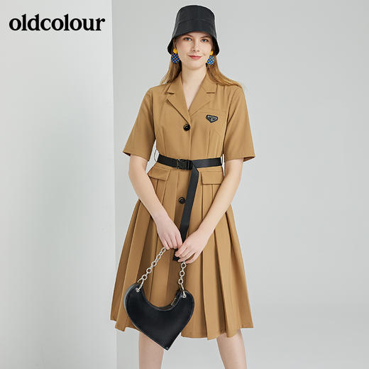 oldcolour春季新款时尚气质通勤修身显瘦短袖连衣裙O13101356 商品图1