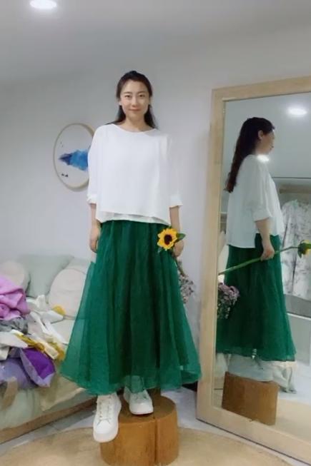【抖音专属】纱半裙（19806096石绿） 商品图0