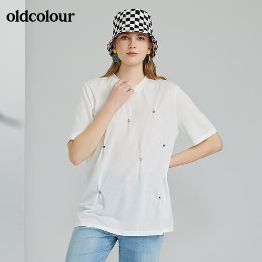 oldcolour2022春季新款时尚气质休闲百搭短袖T恤O13021322 商品图3