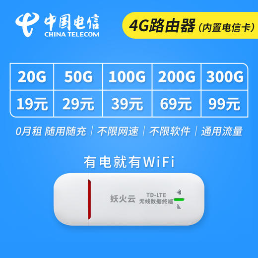 【赠4G路由】中国电信流量包年卡（免插卡设备） 商品图0