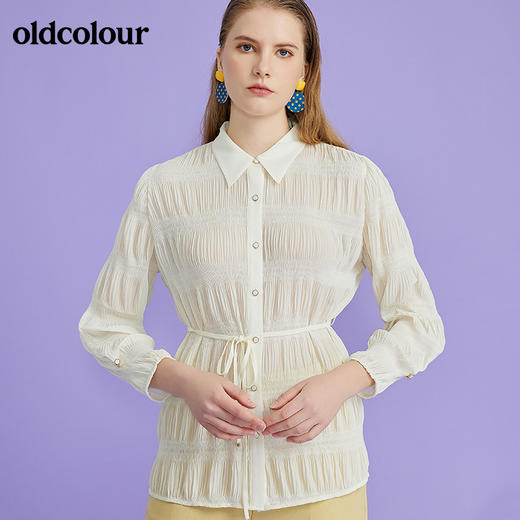 oldcolour2022春季新款时尚收腰百搭OL气质长袖衬衫O12013254 商品图7