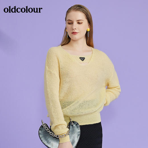 oldcolour2022春季新品商场同款气质毛织套头衫女O11052162 商品图5