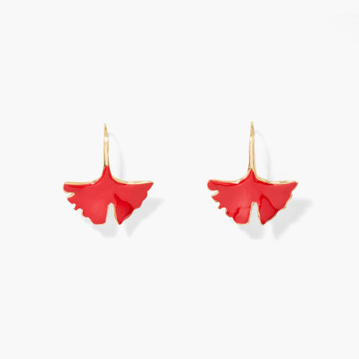 订购8周到｜Aurélie Bidermann-Leandra Medine 同款-Tangerine-银杏叶 耳环（红色）［法国设计师］ 商品图0