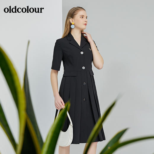 oldcolour春季新款时尚气质通勤修身显瘦短袖连衣裙O13101356 商品图5