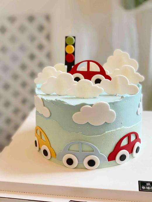 卡通小汽车蛋糕，动物奶油翻糖装饰生日蛋糕，全部装饰可食用 商品图5