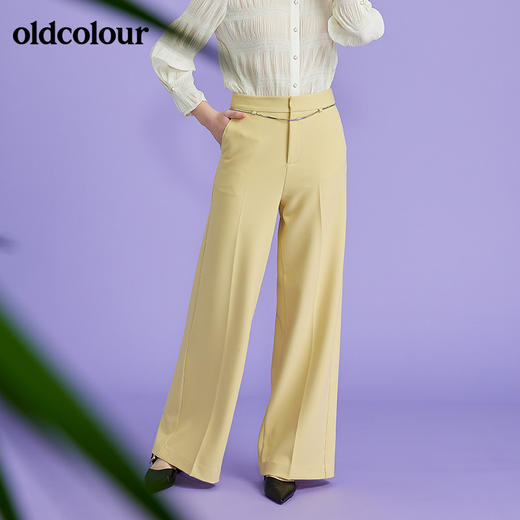 oldcolour春季新款气质高腰垂感修身显瘦阔腿长裤O11073114 商品图6