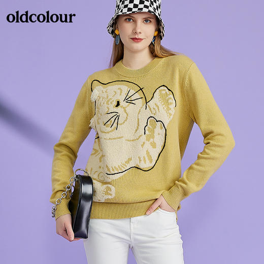 oldcolour2022春季新品商场铜矿气质休闲毛织套头衫女O11052115 商品图1