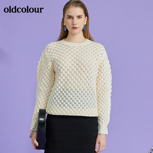 oldcolour春季新品商场同款气质休闲毛针织套头衫女O11052116 商品图0