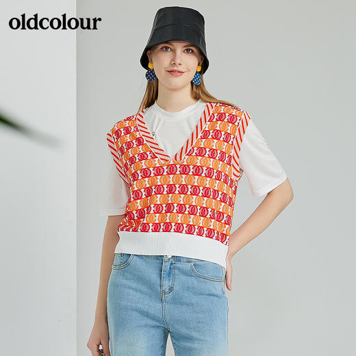 oldcolour春季新款时尚气质休闲百搭针织背心O13051323 商品图0