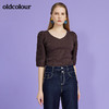 oldcolour2022春季新款时尚气质修身百搭中袖针织套头衫O12052223 商品缩略图7