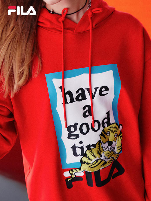 FILA虎年红色情侣卫衣2022春季连帽F11U219205F 商品图4