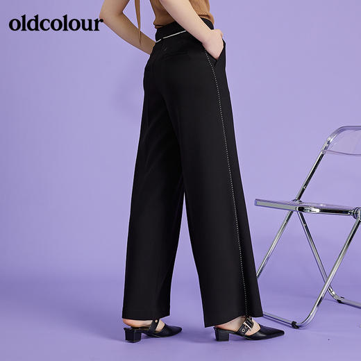 oldcolour春季新款气质高腰垂感修身显瘦阔腿长裤O11073114 商品图4
