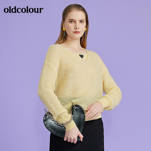 oldcolour2022春季新品商场同款气质毛织套头衫女O11052162 商品图6