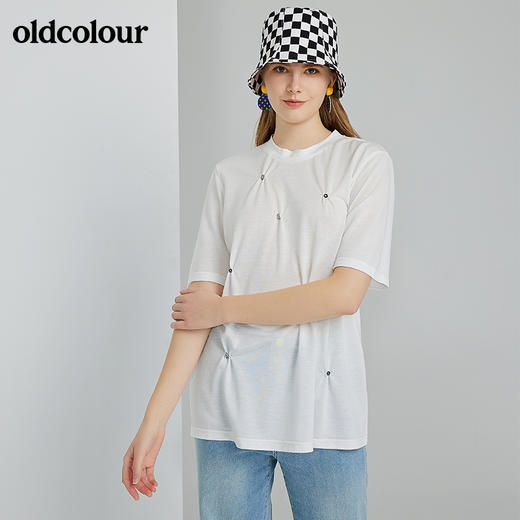 oldcolour2022春季新款时尚气质休闲百搭短袖T恤O13021322 商品图1