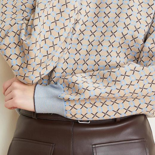 QE62A瑟俪（斯尔丽高端）舒适柔软低圆领撞色超细羊毛提花毛衣针织衫 商品图5