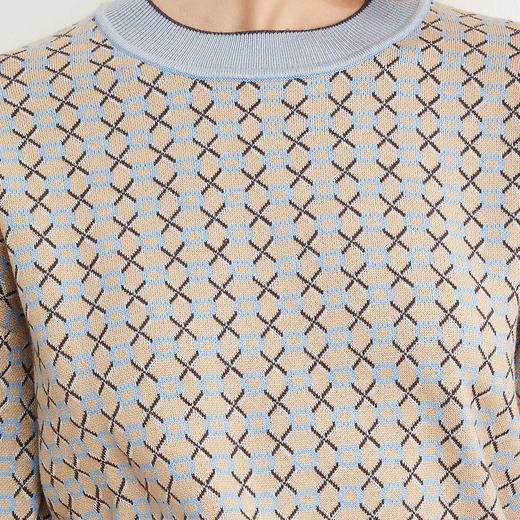 QE62A瑟俪（斯尔丽高端）舒适柔软低圆领撞色超细羊毛提花毛衣针织衫 商品图4