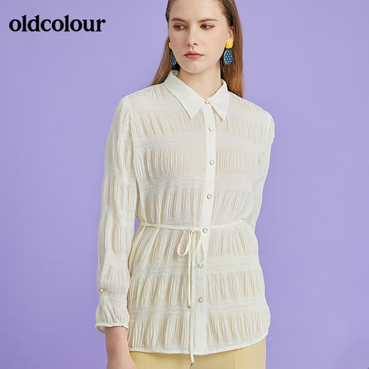 oldcolour2022春季新款时尚收腰百搭OL气质长袖衬衫O12013254 商品图6