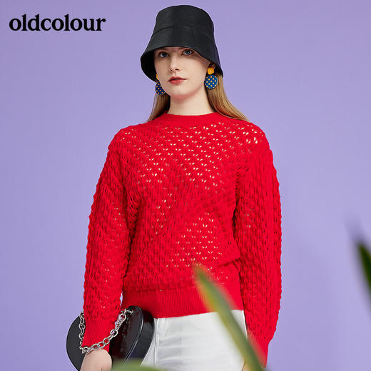 oldcolour春季新品商场同款气质休闲毛针织套头衫女O11052116 商品图4